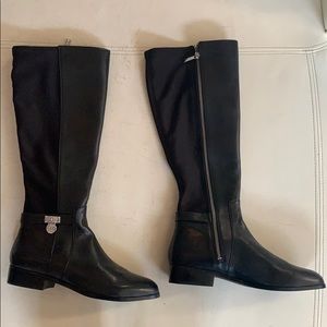 Michael Kors black riding boots with silver